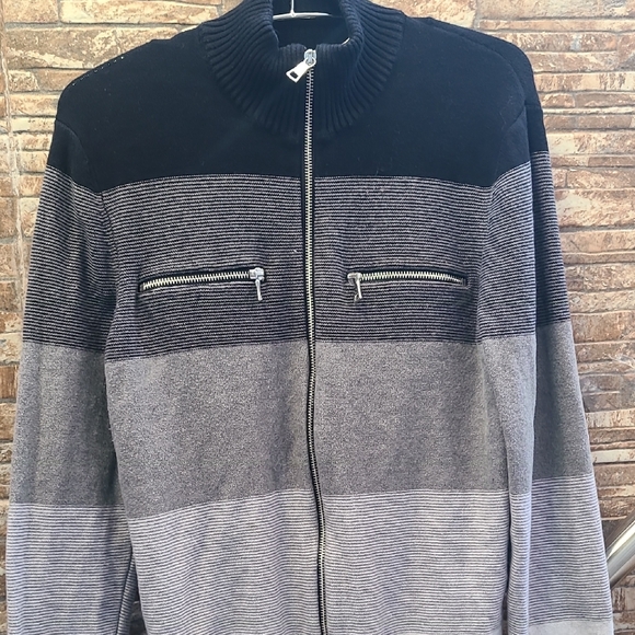 INC International Concepts Men's Navy and Gray Zip-Up Sweater - Picture 5 of 7